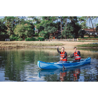 Spinera Molveno 140 - 430 Inflatable Canoe - Kayak - Two Men Paddling Left Side View