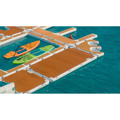 Yachtbeach Platform 4.10 Premium Teak EVA Traction Deck - Aerial View of Platform Connected to Other Docks