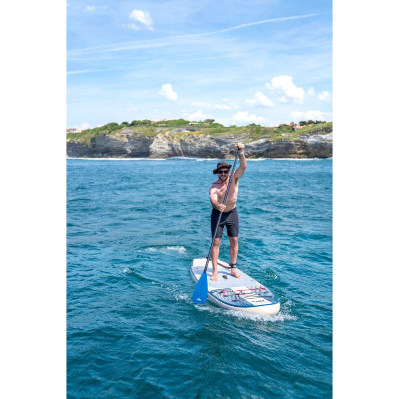 Man Paddling Aqua Marina Magma iSUP on Ocean Closer View