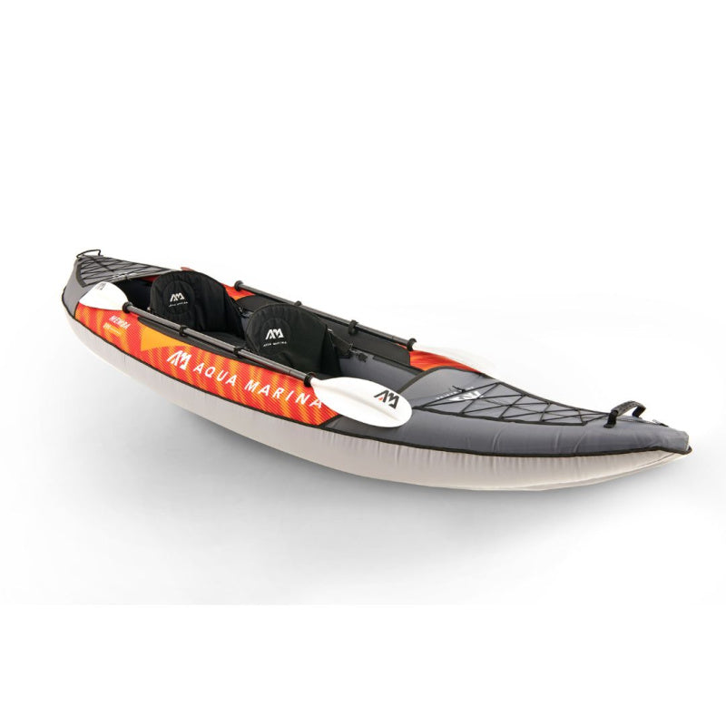 Aqua Marina Memba 390 Inflatable Kayak with Paddle Attached Diagonal Front View 