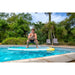 Man Doing a Squat on Aqua Marina Peace Inflatable Fitness Mat in Pool