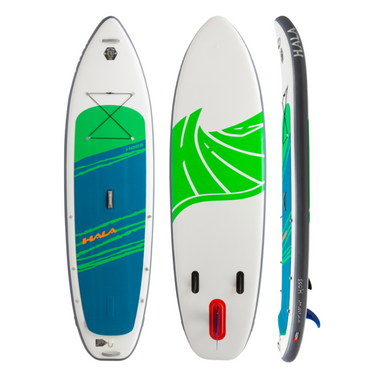 Hala Gear Hoss Inflatable  Stand Up Paddleboard with Front, Side, & Back View