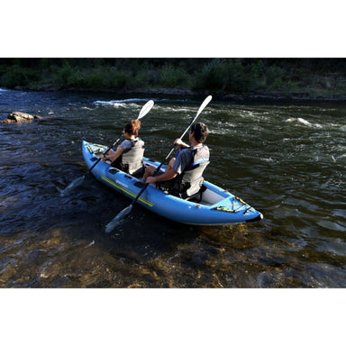 Spinera Kenai Inflatable Kayak Canoe -Man & Woman Paddling Back Left Side View
