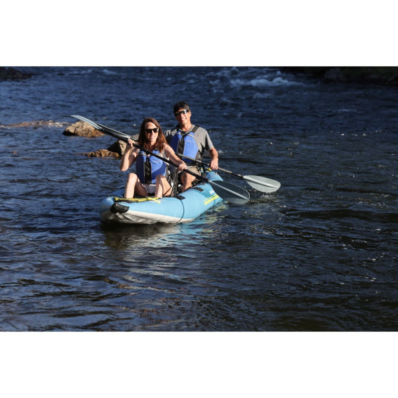 Spinera Kenai Inflatable Kayak Canoe - Man & Woman Paddling Front Left Side View