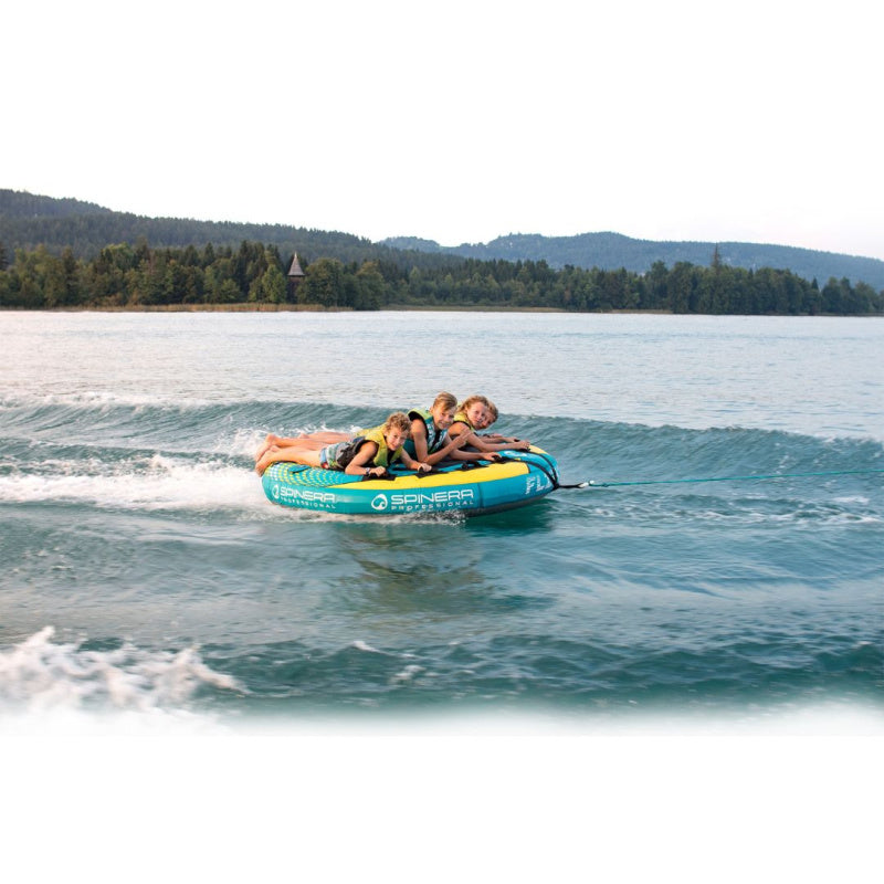 Spinera Professional Flight 4 Towable 4 Person Tube - Right Side View of 4 Kids Riding Tube