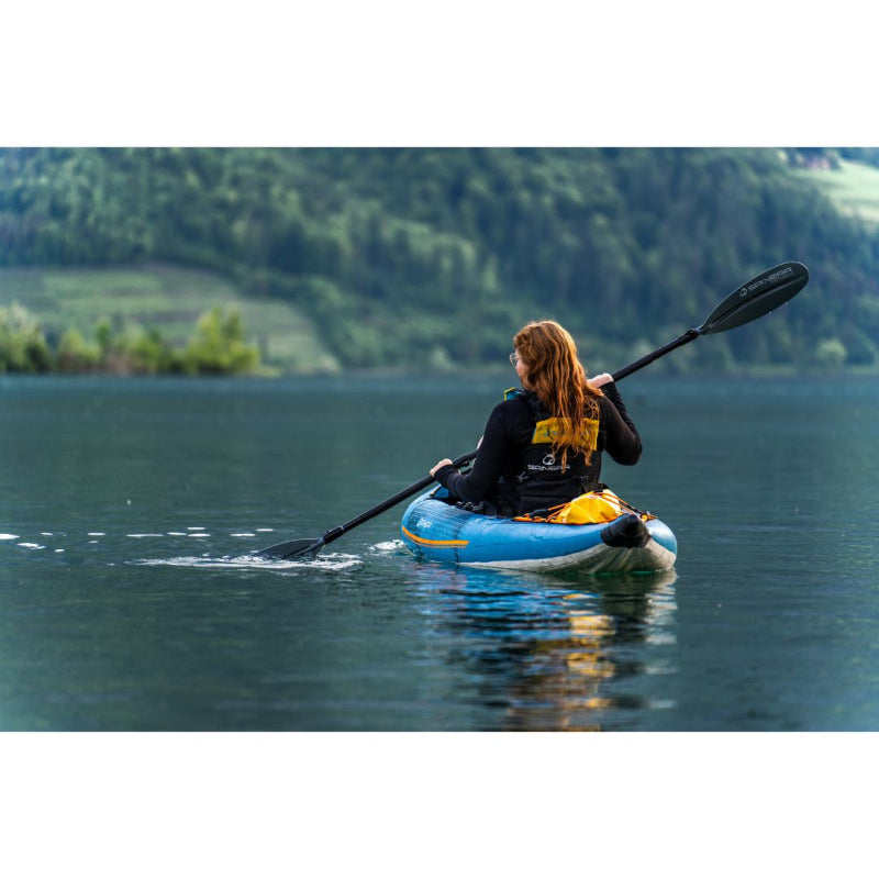 Spinera Tenaya 120 Inflatable Kayak - Woman Paddling Back View
