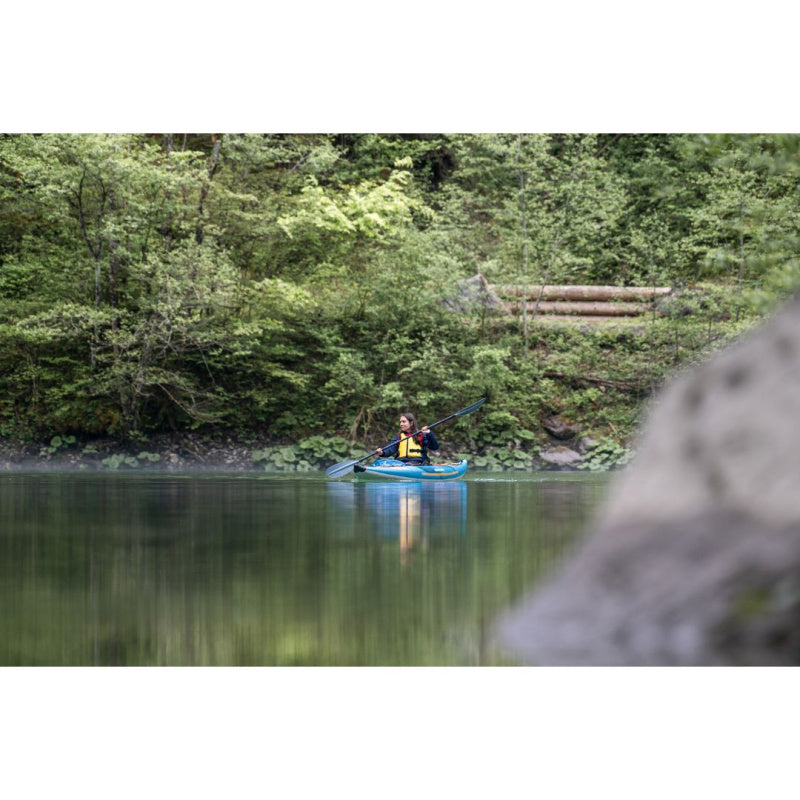 Spinera Tenaya 120 Inflatable Kayak - Woman Paddling Far Front View