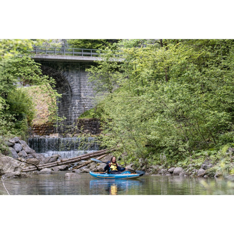 Spinera Tenaya 120 Inflatable Kayak - Woman Paddling Far Right Side View