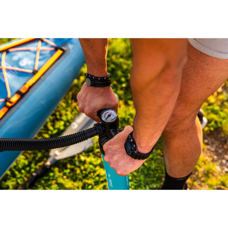 Spinera Tenaya 120 Inflatable Kayak Close View of Person Inflating Using Pump