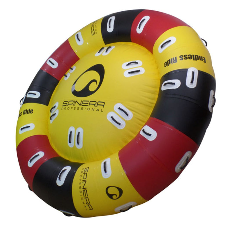 Spinera Professional Endless Ride 4-6 Person Towable Tube in Black, Yellow & Red Right Side Top View