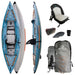 Spinera Tenaya 120 Inflatable Kayak Top, Side, Bottom View with Accessories