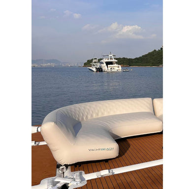 Yachtbeach Marine Leather Air Sofa Corner 1.60 - Side View on Floating Dock