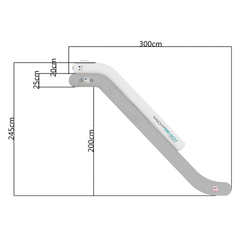Yachtbeach Mini Slide Left Side View without Air Steps of Model with Measurements