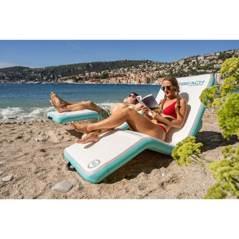 Yachtbeach Superior Sun Lounger Single - Front Side View of Woman and Man on 2 Loungers on Beach