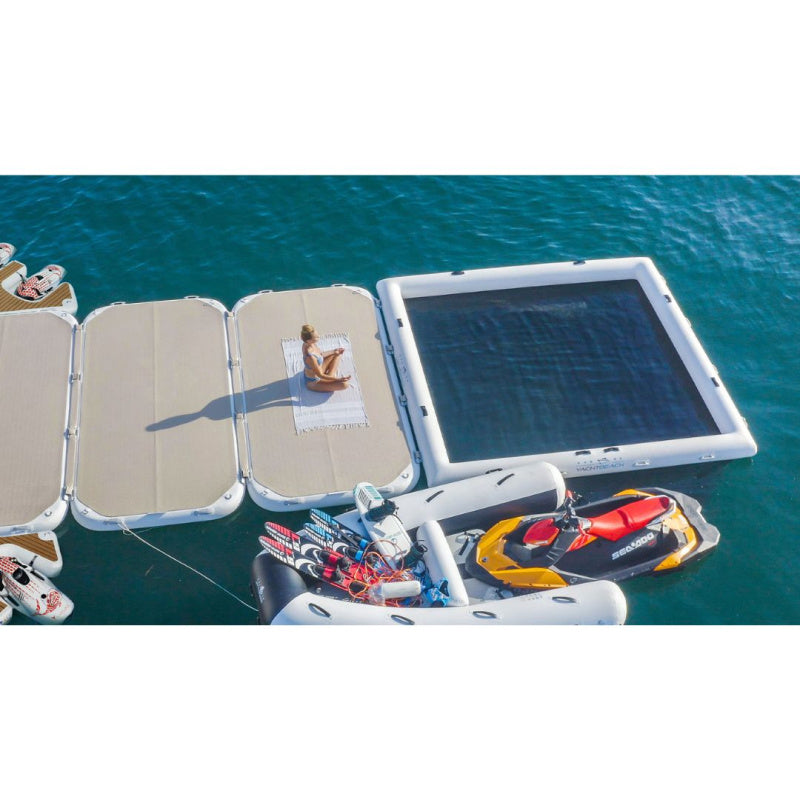 Yachtbeach Classic Pool 4.10 - Aerial View of Woman Doing Yoga on Floating Dock with Pool Attached