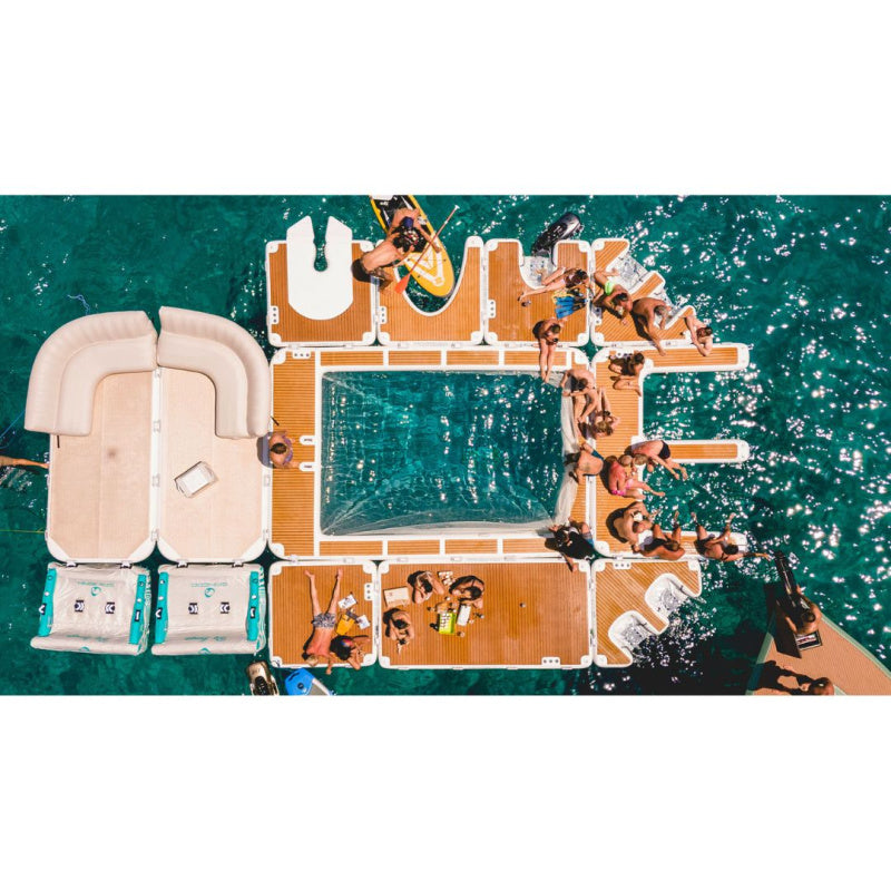 Yachtbeach Luxury Pool 6.20 in Middle with Platforms Docks Surrounding It - Aerial View